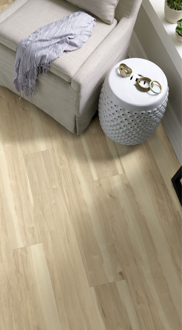 Waterproof luxury vinyl plank flooring in livingroom