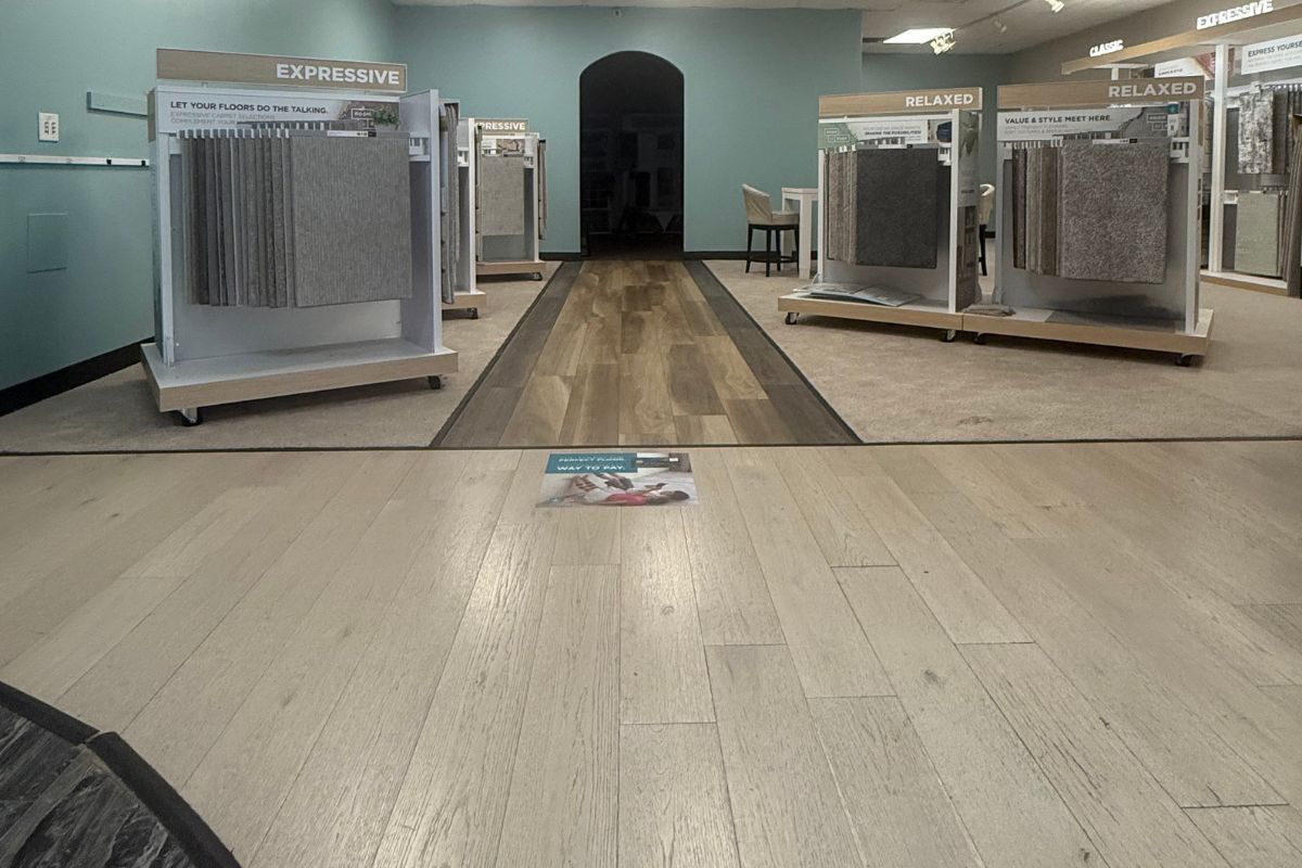 Image Alt Carpet sample displays at Carpet Master Carpet One flooring showroom in Champaign ILText